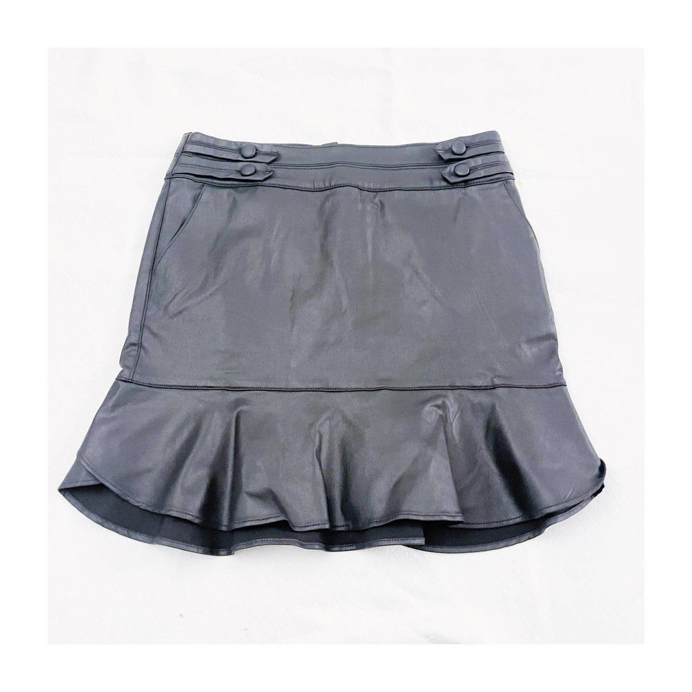 WHBM White House Black Market Coated Denim Flounce Skirt NWT SZ8